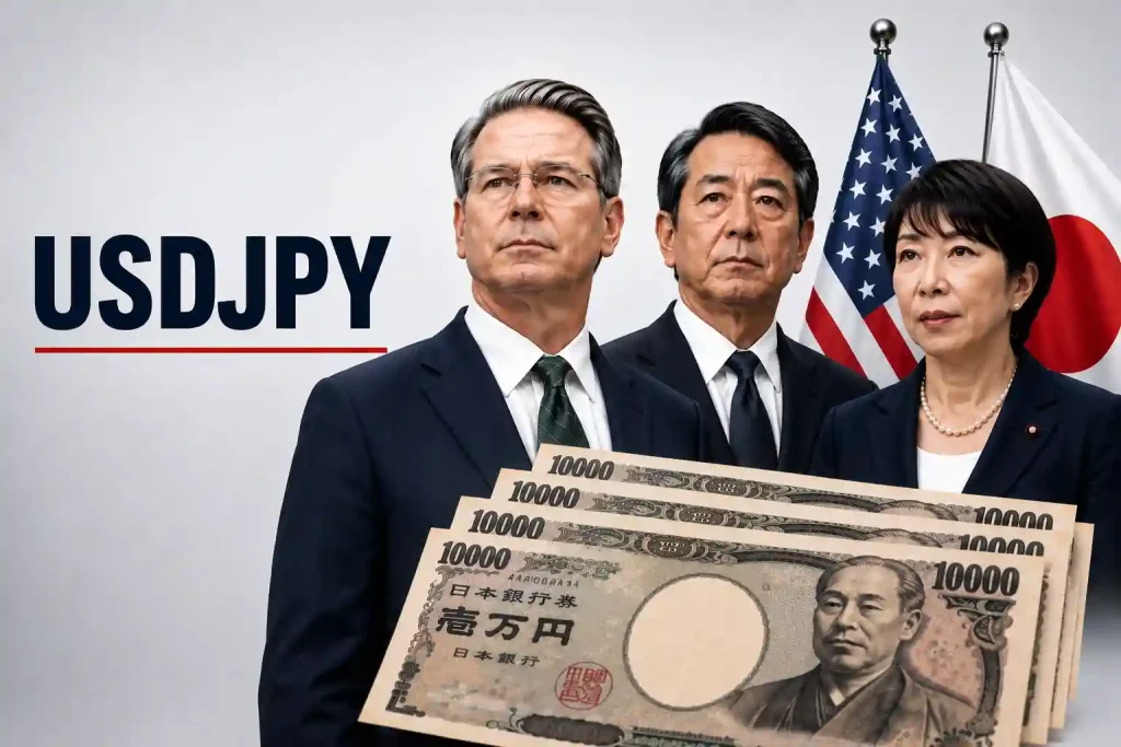 USD/JPY forex chart showing sharp volatility following Japanese Yen intervention as traders assess whether a larger move is beginning
