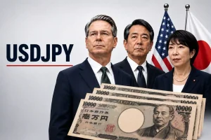 USD/JPY forex chart showing sharp volatility following Japanese Yen intervention as traders assess whether a larger move is beginning